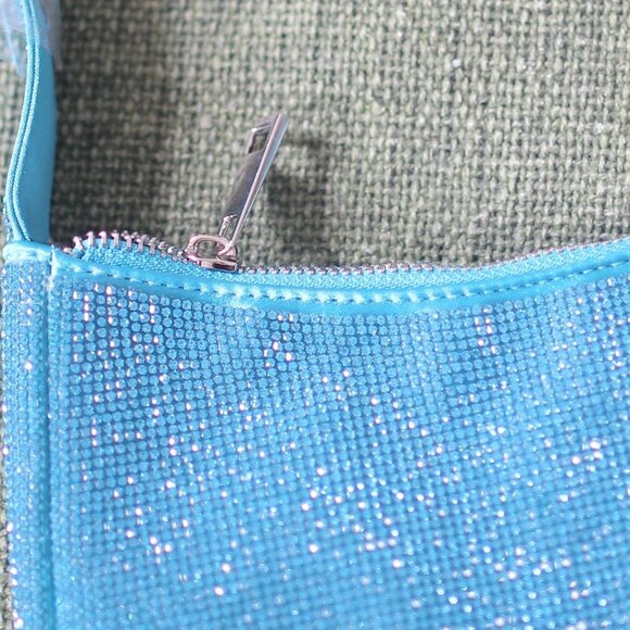 NWT Aqua Diva Revolution Rhinestone Shoulder Blue Bag. - Picture 5 of 9